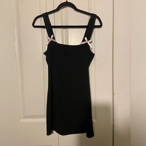 Edikted Black mini dress with pink bow straps #minidress